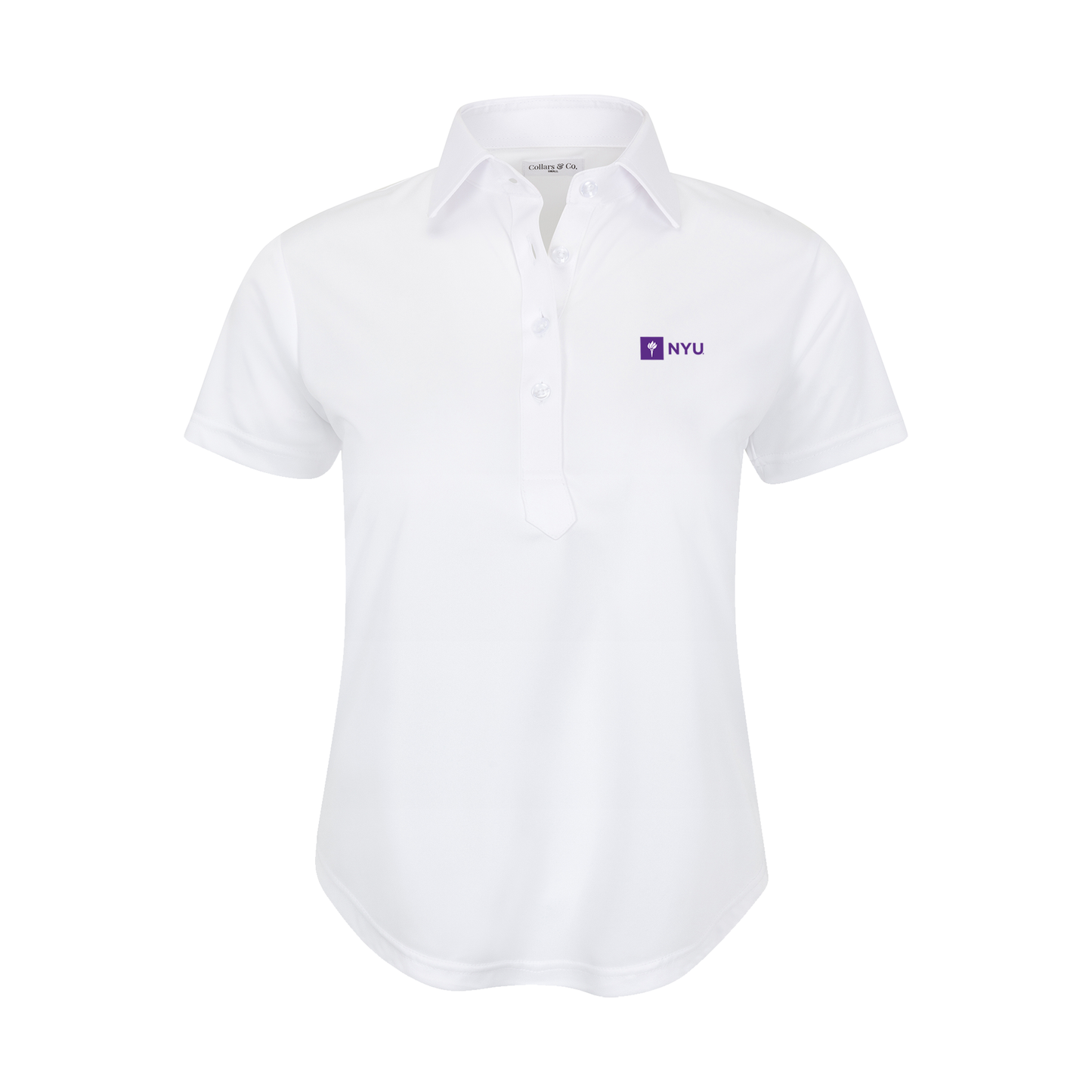 New York University Women's Cap Sleeve Semi Spread Polo White