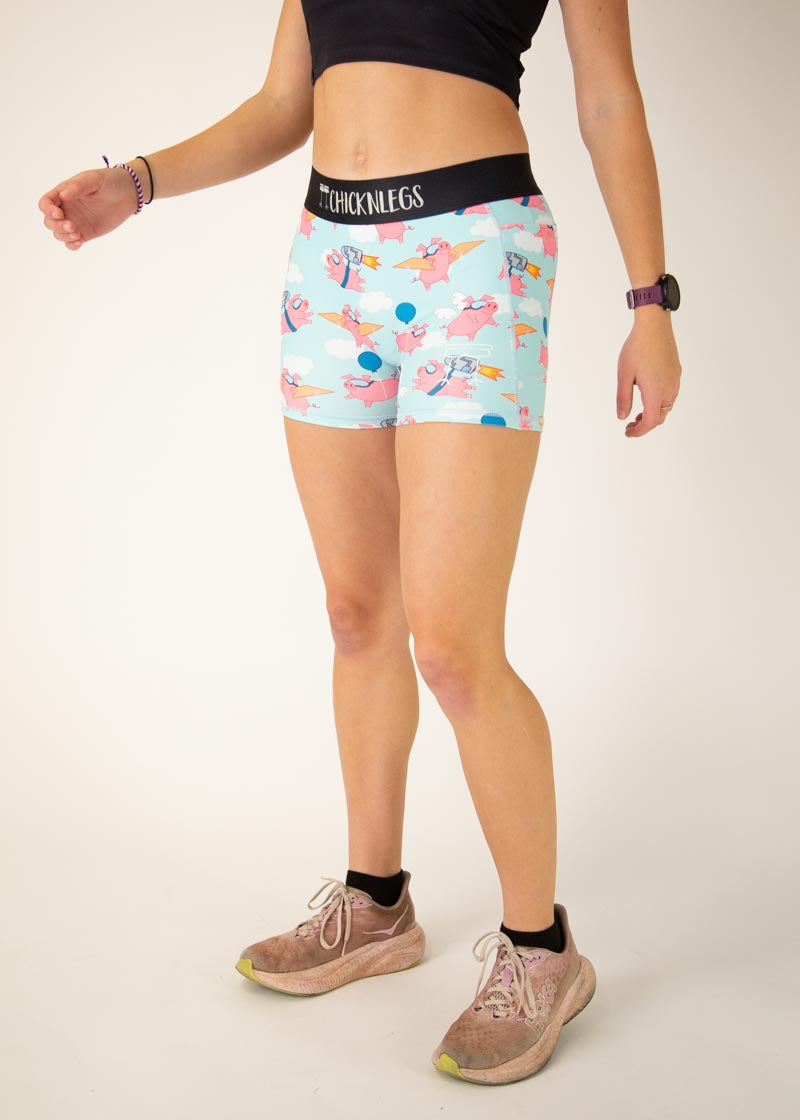Women's Flying Pigs 3" Compression Shorts