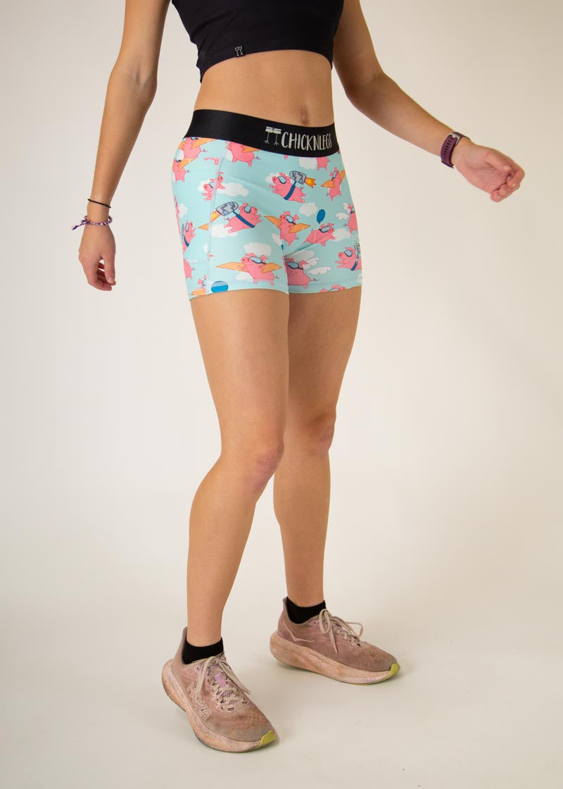 Women's Flying Pigs 3" Compression Shorts