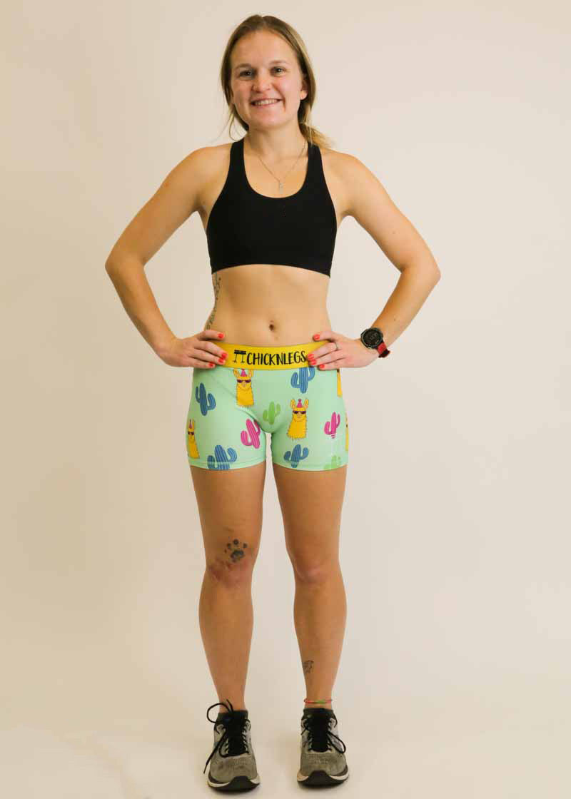 Women's Green Llamas 3" Compression Shorts